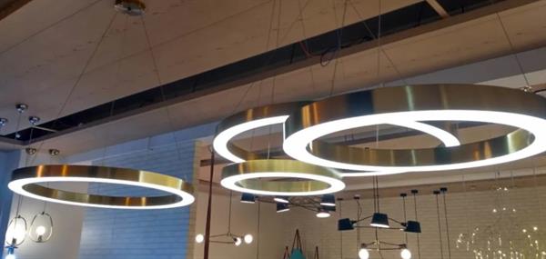 Підвісна лампа DLSS, тип лампи LED, діаметр 600мм, матеріал - нержавіюча сталь + акрил, колір - золотистий