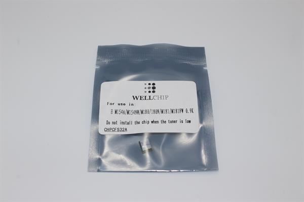 Чіп картриджа WellChip HP LJ Pro M154/180/181/CF532A/205A, Yellow, 0.9K