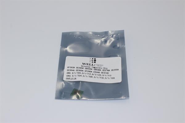 Чіп картриджа WellChip J11A HP LJ P1560/1566/1005/1006/1100/1102/1505/1600/1606/2035/2055/3015/4014/4015/4515/M1120/1130/1132/1210/1212/1214/1522/1536/Pro M125/127/201/202/225/401/425/525/Canon LBP251/252/253/3010/3018/3050/3100/3108/3150/3250/6018/6200/6230/6240/6300/6310/6650/6670/6680/6700/6710/6750/6780/MF-411/412/414/415/416/417/418/419/512/515/3010/4410/4412/4420/4430/4450/4452/4550/4570/4580/4710/4712/4720/4750/4752/4770/4780/4820/4830/4870/4890/5850/5870/5880/5930/5950/5960/5970/5980/6140/6160/6180/FAX-L150/170/418/PC-D520/530/550/1100/1120/1150/1170/1180/1320/1350/1370/1520/1550/iR1133, CF283A/CE255A/278A/280A (але ресурс 505A)/285A/505A/CB435A/436A/CC364A/EXV40/Canon 712/713/719/720/724/Canon 725/726/728/737S, СУПЕР універсальний чіп J11A для монохромних картриджів STANDARD YIELD! Black