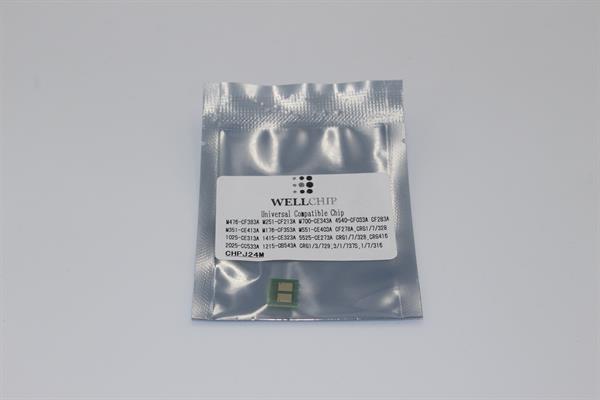 Чіп картриджа WellChip J24M HP LJ COLOR CP1025/1215/1510/1515/1518/1520/1521/1522/1523/1525/1526/1527/1528/2020/2025/4540/5220/5221/5223/5225/5227/5229/5520/5525/CM1312/1415/2320/4540/Pro M175/176/177/251/275/276/351/375/451/475/476/Enterprise M551/570/575/750/775/Canon LBP-5050/5970/5975/7010/7018/7100/7110/7200/7210/7600/7660/7680/7780/MF-623/628/720C/724/MF-8030/8040/8050/8080/8210/8230/8250/8280/8330/8340/8350/8360/8380/8530/8540/8550/8570/8580 + MONO HP LJ M125/127/201/202/225/P1560/1566/1600/1606/M1536/Canon MF-4410/4420/4430/4450/4550/4570/4580/4710/4720/4730/4750/4770/4780/4820/4830/4870/4890/LBP151/MF-211/212/215/216/217/221/223/226/227/229/231/232/233/236/237/244/247/249/D520/FAX-L150/170/410/418, CB543A/CC533A/CE313A/CE323A/CE343A/CE403A/CE413A/CE273A/CF033A/CE743A/CF213A/CF353A/CF383A/Canon 716/Canon 718/Canon 729/Canon 731/Canon 732 + CF283A/CE278A/Canon 722/Canon 728/Canon 737S=1.7k, САМИЙ універсальний ІНТЕЛЕКТУАЛЬНИЙ чіп для кольорових та монохромних картриджів! Magenta