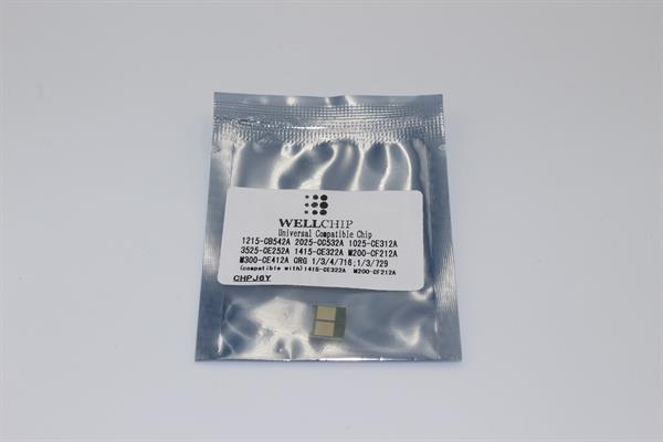 Чіп картриджа WellChip J6Y HP LJ CP1025/1215/1515/1518/1525/2020/2025/3525/CM1210/1312/1415/2320/3520/3530/Enterprise 300/400 M351/375/M451/475/Pro 100/200 M175/275/M251/276/Canon LBP5050/7010/7018/7200/7210/7600/7660/7680/MF-8010/8030/8040/8050/8080/8330/8340/8350/8360/8380/8530/8540/8550/8570/8580/CB542A/CC532A/CE412A/CE312A/CE252A/CE322A/CF212A/Canon 716/Canon 718/Canon 729, універсальний, Yellow