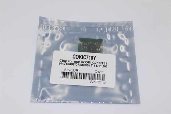 Чіп картриджа WellChip OKI C710/711/44318605, Yellow, 11.5K