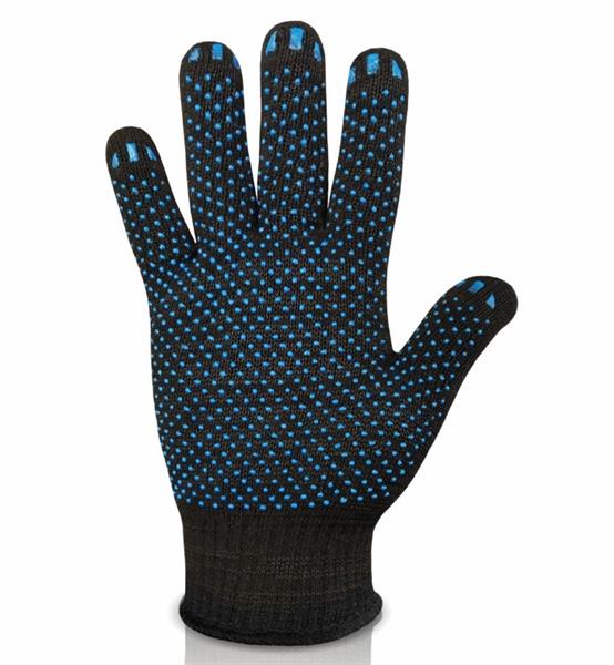 Рукавички 3 нитки чорні з ПВХ крапкою, 70% бавовна/30% поліестер, виготовлено в Україні!
