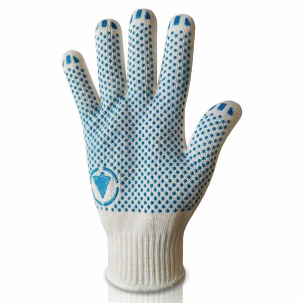 Рукавички 4 нитки білі з ПВХ крапкою, 70% бавовна/30% поліестер, виготовлено в Україні!