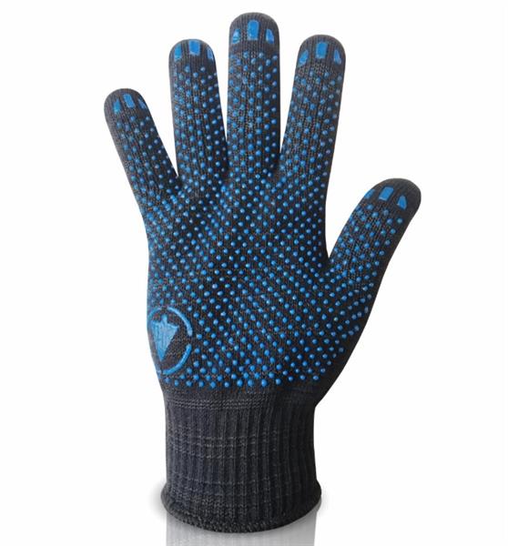 Рукавички 4 нитки чорні з ПВХ крапкою, 70% бавовна/30% поліестер, виготовлено в Україні!