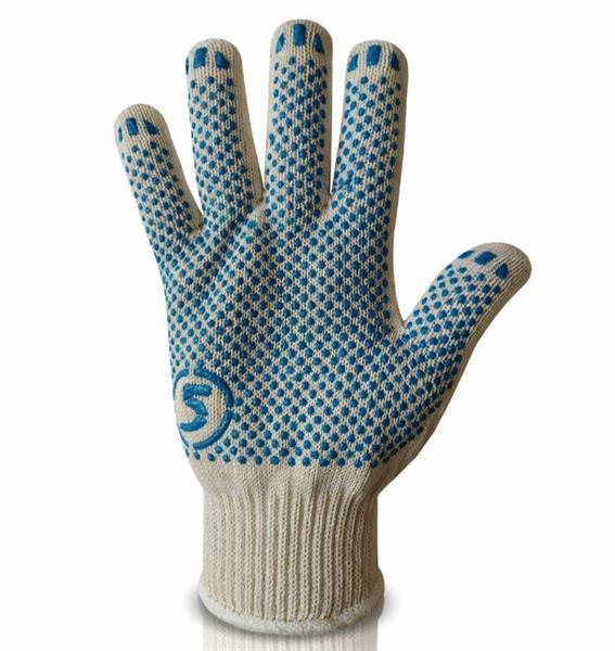 Рукавички 5 ниток білі з ПВХ крапкою, 70% бавовна/30% поліестер, виготовлено в Україні!