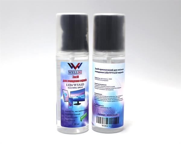 Засіб для очищення екранів безспиртовий WELLDO + серветка, 120мл