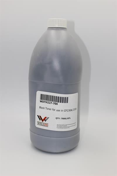 Тонер WELLDO HP LJ M102/104/106/118/130/132/134/148/203/206/227/230/CF233A/CF230A/CF219A/CF217A + ЛІЙКА, для використання в оригінальних картриджах, універсальний, 700г/банка