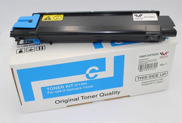 Картридж WELLDO Kyocera FS-C5250/2026/2126/2526/2626/P6026/TK-590, з чіпом + бункер, Cyan, SAKATA, 5000 копій/туба