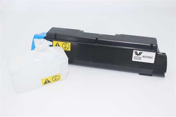 Картридж WELLDO Kyocera FS-C5250/2026/2126/2526/2626/P6026/TK-590, з чіпом + бункер, Cyan, SAKATA, 5000 копій/туба