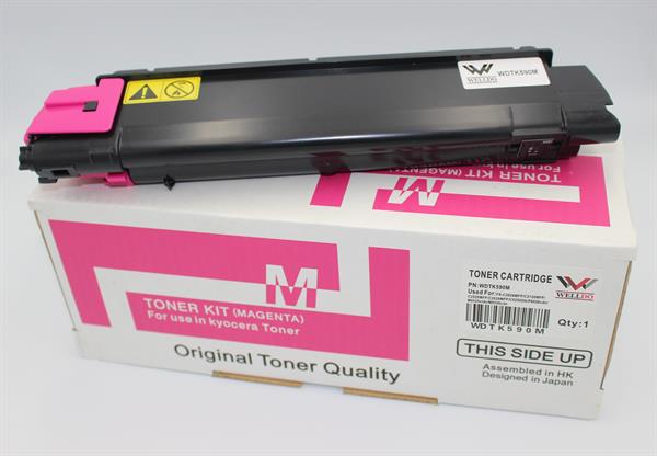 Картридж WELLDO Kyocera FS-C5250/2026/2126/2526/2626/P6026/TK-590, з чіпом + бункер, Magenta, SAKATA, 5000 копій/туба