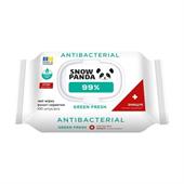 Серветки вологі СНІЖНА ПАНДА Green Fresh, 100шт в упаковці з клапаном, антибактеріальні 99%!