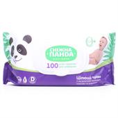 Серветки вологі СНІЖНА ПАНДА Цілющі трави, 100шт в упаковці з клапаном, без спирту, безпечні для немовлят, з вітаміном E та пантенолом - екстракт ромашки, лаванди та календули!