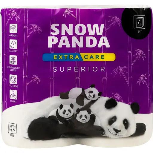 Туалетний папір СНІЖНА ПАНДА EXTRA CARE Superior, 4 рулони в упаковці, 4 шари целюлози, з вітаміном E!