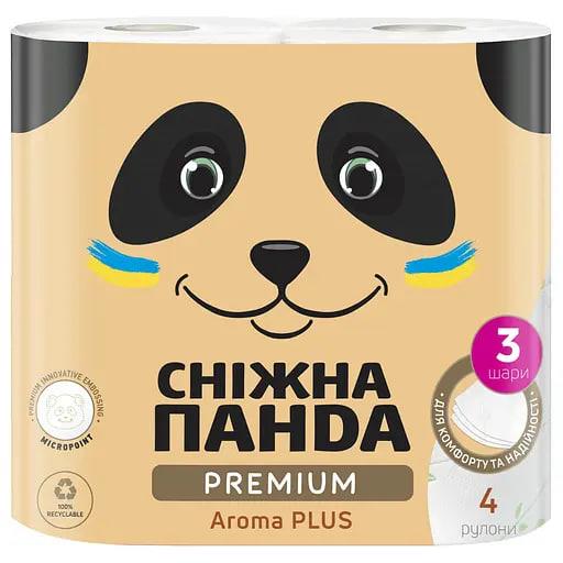 Туалетний папір СНІЖНА ПАНДА Premium Aroma PLUS, 4 рулони в упаковці, 3 шари целюлози, ароматизована!