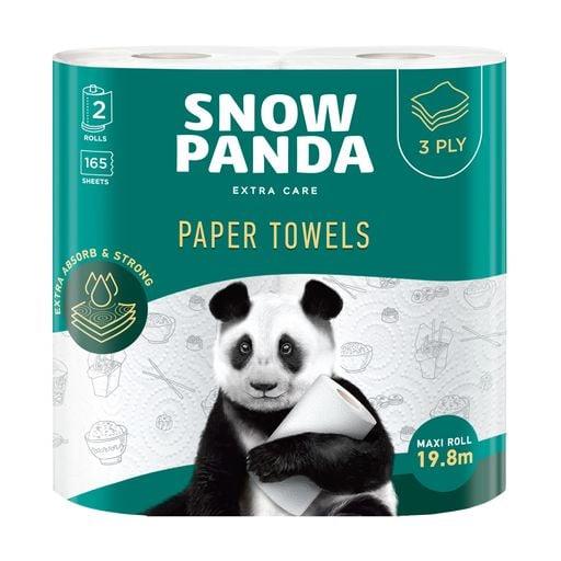 Полотенца бумажные СНІЖНА ПАНДА EXTRA CARE, 2 рулона в упаковке, премиальное качество, 3 слоя целюлозы, 165 листов, 19.8 метров!