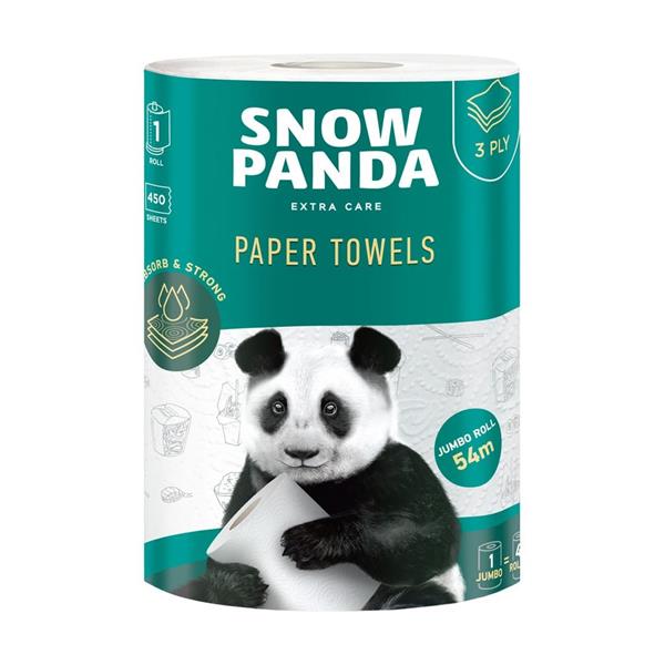 Полотенца бумажные СНІЖНА ПАНДА EXTRA CARE Jumbo Roll, премиальное качество, 3 слоя целюлозы, 450 листов!