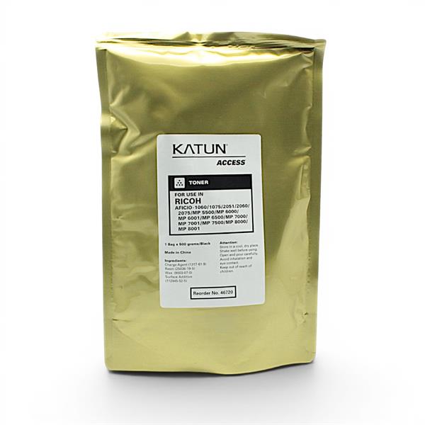 Тонер KATUN Ricoh Aficio 1060/1075/2051/2060/2075/MP 5500/6001/6500/7001/7500/8001/Gestetner DSm651/660/675/885098/885274/842346/TYPE 6110D/6210D/DT50BLK, 500г/пакет