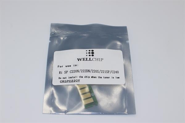 Чип картриджа WellChip Ricoh Aficio SP C220/221/222/240/406055, Yellow, 2K
