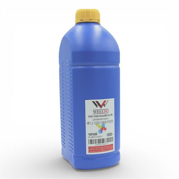 Тонер WELLDO HP LJ 1320/1160/1000/1010/1012/1015/1018/1020/1022/1200/1220/5L/6L/2100/2200/2300/2400/2410/2420/2430/3100/3105/3300/3310/3320/3330/3380/3390/3392/5200/8000/P2014/2015/2035/2055/3005/3015/M3027/3035/5025/5035/Canon LBP440/445/460/465/660/1210/2460/EP-A/Q5949A/Q2610A/C4096A/Q7553A/Q7516A/Q7570A/Q7551A/Q6511A/C3909A/Q2612A/CE505A/CE255A/C7115A/Q3906A, універсальний, недорогий та якісний тонер! Packed in Ukraine! з мішка WDTH1320ECO! 1000г/банка