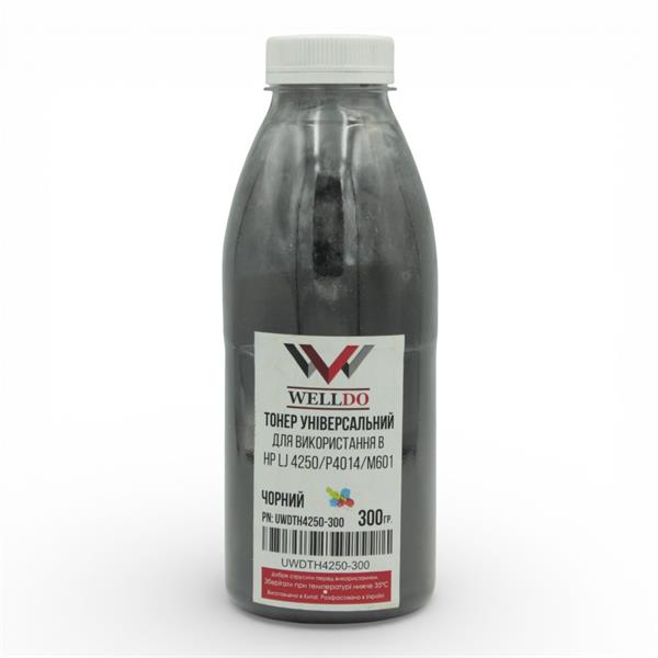 Тонер WELLDO HP LJ P4014/4015/4515/4000/4050/4100/4200/4250/4300/4350/5000/5100/8100/8150/M4555/Enterprise 600/700 M601/602/603/604/605/606/607/608/609/625/630/631/632/633/712/725/Canon LBP351/352/3950, CC364A/C8061A/C8543X/C4129X/C4127A/Q5942A/Q1338A/Q1339A/C4182X/CF214A/CF237A/CF390A, універсальний, Packed in Ukraine! 300г/банка
