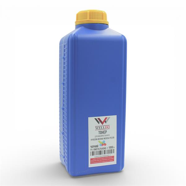Тонер WELLDO Kyocera ECOSYS M2040/2135/2540/2640/2635/2735/2835/P2040/2235/2335/3045/3050/3055/3060/FS-2100/4100/4200/4300/TK-1150/TK-1160/TK-1170, Покращена якість! Packed in Ukraine! з мішка WDTK2540HQ, 1000г/банка