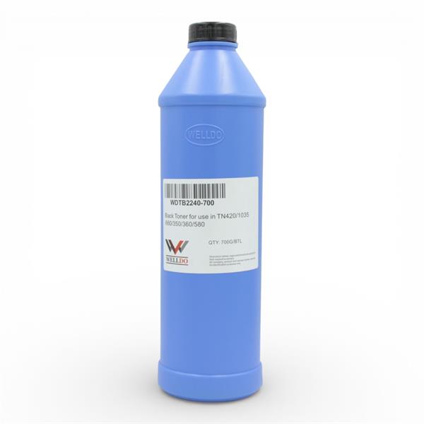 Тонер WELLDO Brother HL-1118/1210/1212/2030/2040/2070/2140/2142/2150/2170/2200/2230/2240/2250/2270/5340/5350/5370/5380/L2300/2340/2360/2365/2380/DCP-1510/1511/1215/1518/7010/7020/7025/7030/7032/7040/7045/7060/7065/7070/8070/8085/L2500/2520/2540/2560/MFC-1810/1811/1813/1818/7225/7320/7360/7420/7440/7820/7840/7860/8370/7880/8890/L2700/2720/2740/FAX-2820/2825/2845/2910/2920/2940/TN-420/630/660/1035/1075/2075/2110/2120/2135/2235/2275/2335/2375/3230/3280 + ЛІЙКА, 700г/банка