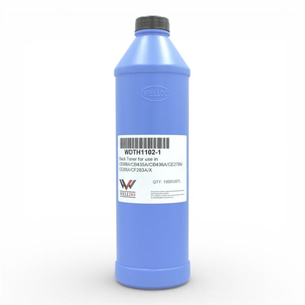 Тонер WELLDO HP LJ P1560/1566/1606/1005/1102/1505/M15/M28/M125/127/M225/M211/M236/M1522/1536/1120/1132/1212/1322/Canon MF4410/4420/4430/4450/4550/4570/4580/i-SENSYS MF211/MF216/MF226/LBP3010/3100/3250/1210/Canon 728/712/713/725/726/737/CB435A/CB436A/CE278A/CE285A/CF244A/CF279A/CF283A/W1360A + ЛІЙКА, універсальний, максимальна чорнота як в оригінальних так і в сумісних картриджах, 1000г/банка