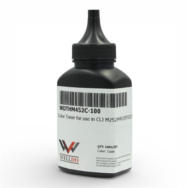 Тонер WELLDO HP COLOR LJ M252/274/277/452/477/M552/M553/M577/M175/251/275/276/CP1025/1020/1210/1215/1510/1515/1518/1525/CM1312/1415/Canon MF631/632/633/634/635/641C/643C/645C/724/728/729/730/732C/734C/735C/8330/8340/8350/8360/8380/8540/8550/8580/LBP610/611/612/613/621C/623C/650/653/654/710C/712C/5480/7010/7018/7200/7210/7660/7680/7780, CF211A/131A/CE311A/126A/CE321A/128A/CF361A/508A/CF401A/201A/CE401A/507A/CF411A/410A/CE411A/305A/CF531A/205A/CF541A/203A/CB541A/125A/Canon 040/Canon 045/Canon 046/Canon 054, універсальний, З ЛІЙКОЮ, Cyan, 100г/банка