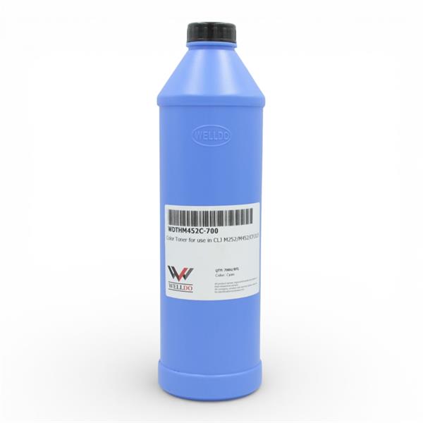 Тонер WELLDO HP COLOR LJ M252/274/277/452/477/M552/M553/M577/M175/251/275/276/CP1025/1020/1210/1215/1510/1515/1518/1525/CM1312/1415/Canon MF631/632/633/634/635/641C/643C/645C/724/728/729/730/732C/734C/735C/8330/8340/8350/8360/8380/8540/8550/8580/LBP610/611/612/613/621C/623C/650/653/654/710C/712C/5480/7010/7018/7200/7210/7660/7680/7780, CF211A/131A/CE311A/126A/CE321A/128A/CF361A/508A/CF401A/201A/CE401A/507A/CF411A/410A/CE411A/305A/CF531A/205A/CF541A/203A/CB541A/125A/Canon 040/Canon 045/Canon 046/Canon 054, універсальний, З ЛІЙКОЮ, Cyan, 700г/банка