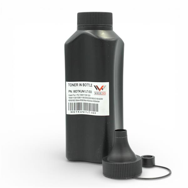 Тонер WELLDO Kyocera FS-200/1028MFP/1030/1030MFP/1035MFP/1120/1128MFP/1130MFP/1135MFP/1300/1320/1350/1370/2020/2100/3900/3920/4000/4200/4300/6025MFP/6030MFP/6525MFP/6530MFP/ECOSYS M2135/2635/2735/3040/3540/P2235/3055/3060/KM-1500/1620/1635/1650/2530/3035/4035/TK-100/120/130/160/170/310/340/350/1130/1140/1150/1160/3100/3130/3150/3190/TK-410/420/435/475/7105/7205 + лійка, 500г/банка