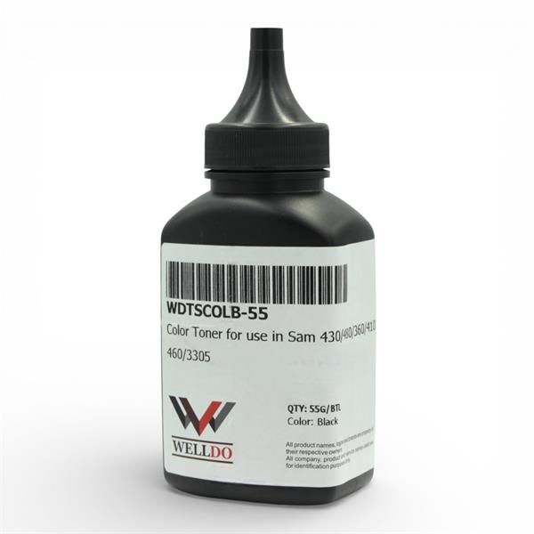 Тонер WELLDO Samsung COLOR CLP-310/315/320/325/326/360/365/CLX-3170/3175/3185/3300/3305/Xpress SL-C430/432/433/480/482/483/HP COLOR Laser 150/MFP 178/179, CLT-C404S/CLT-C406S/CLT-C407S/CLT-K409S/W2070A/117A, Black, 55г/банка